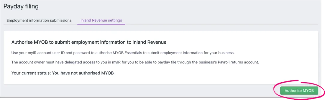 Myob Business Payroll Authorise Myob For Payday Filing As A