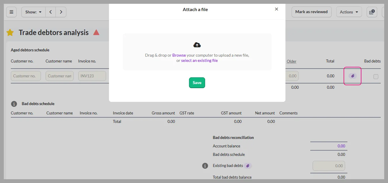 Attach a file window