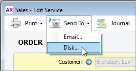Send To clicked with mouse hovering over disk option