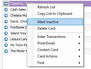 mark card inactive