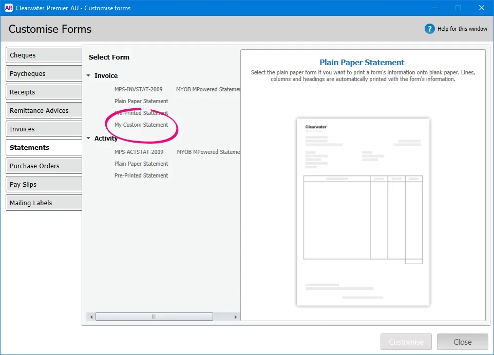 Custom Statement Processing Personalising statements