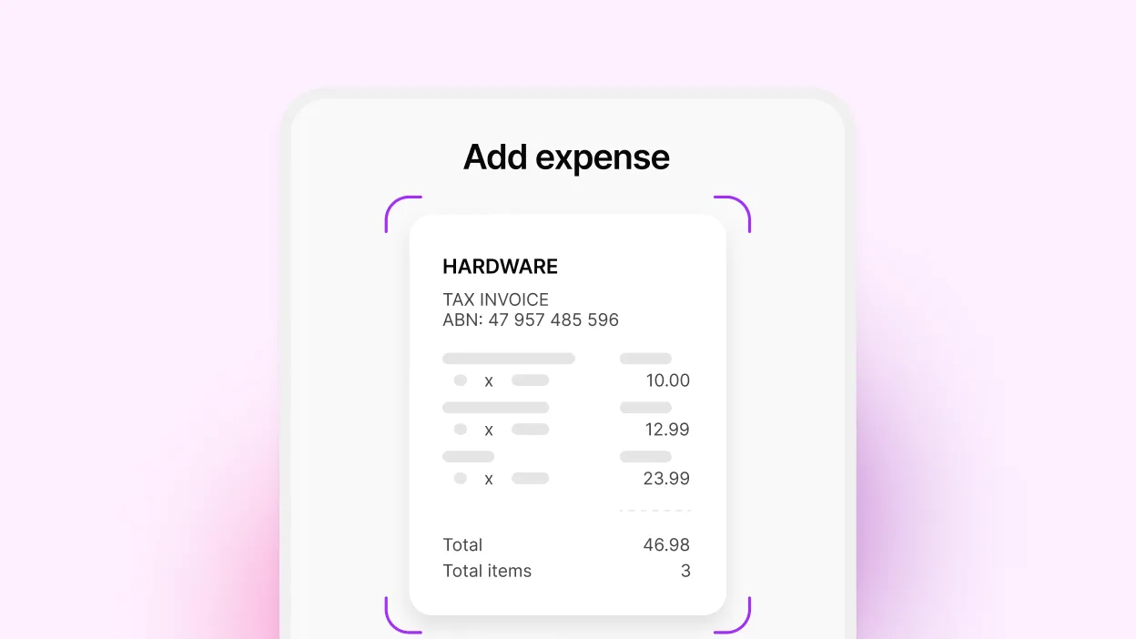 MYOB Capture app taking a photo of a receipt to upload it directly to MYOB software, for fast and easy expense capture.