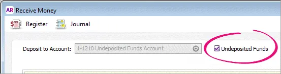 Receive money with undeposited funds option selected