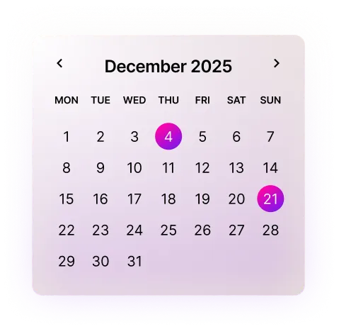December EOFY calendar with key tax dates - 4 December, 21 December