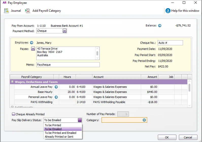 Change pay slip delivery during a pay