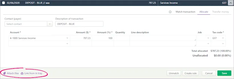 Attaching documents to bank transactions