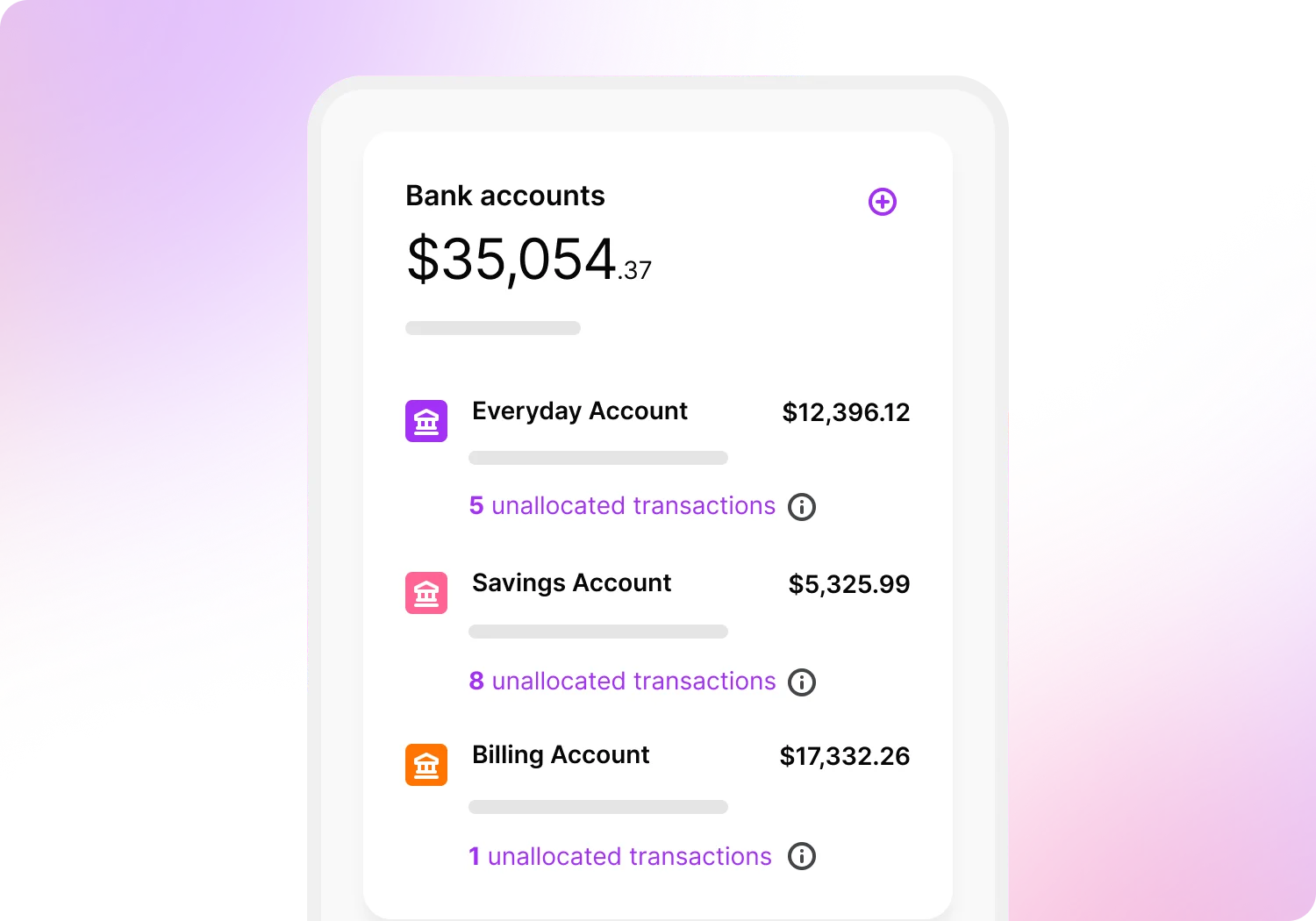 A render showing bank account information.