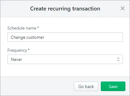 Example recurring transaction with name entered and never chosen