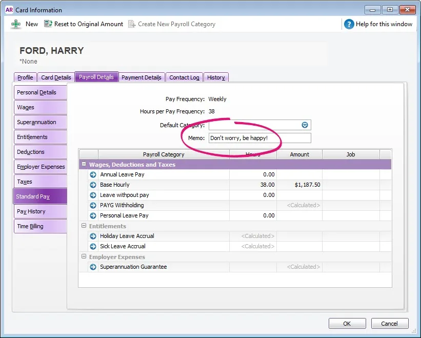 Notes Client Pay Personalising pay slips