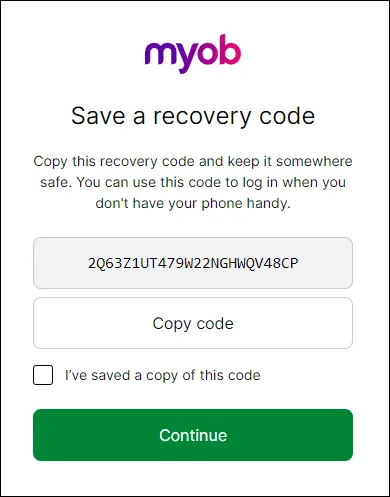 Save a recovery code