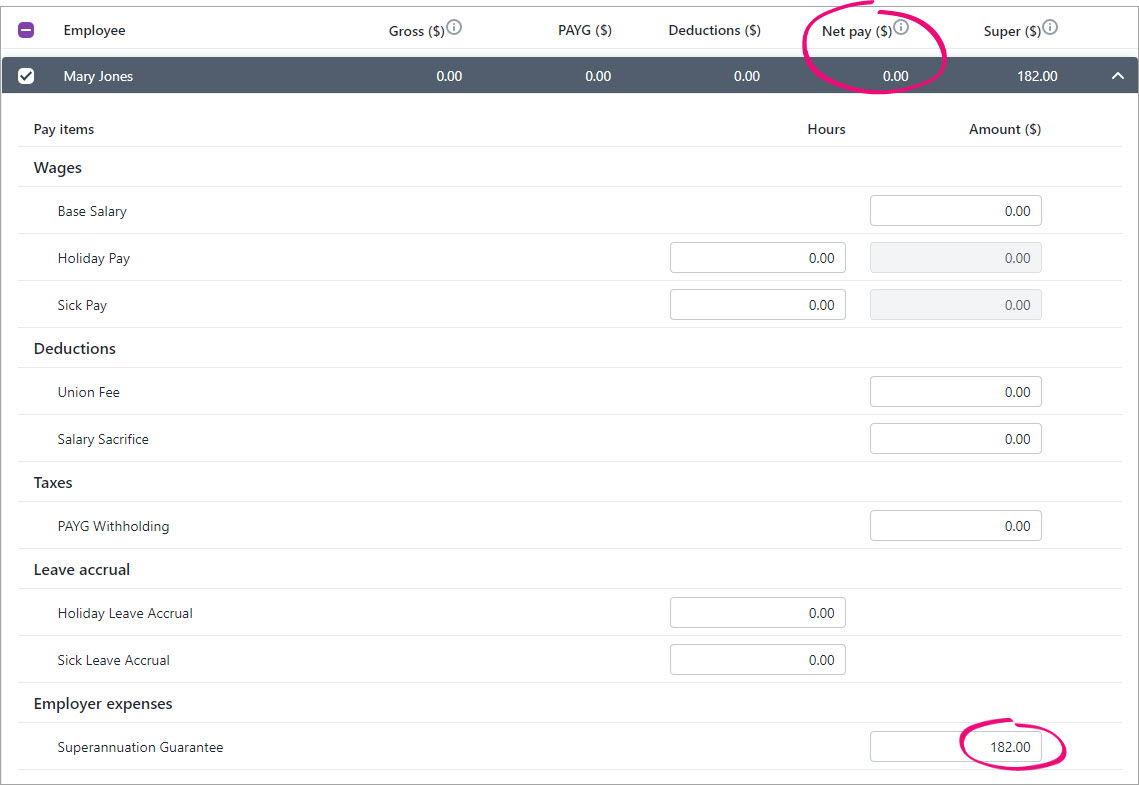Returned superannuation contributions