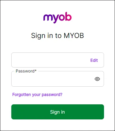 myob sign in window