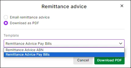 Dowload PDF of remittance when entering a payment