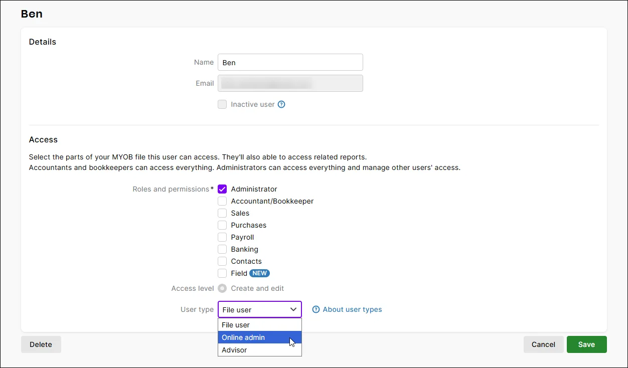Change File user to Online admin