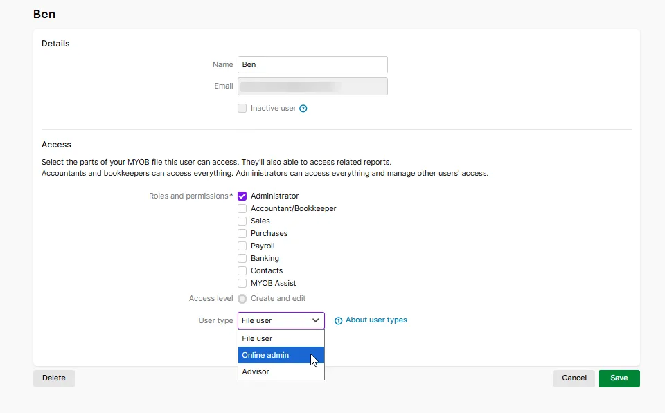 Change File user to Online admin