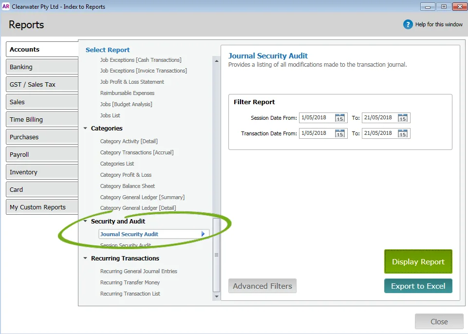 journal security audit report