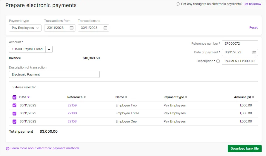 Process the electronic payment