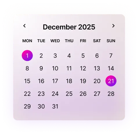 December 2025 end of financial year calendar with key tax dates highlighted - December 1 and December 