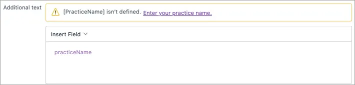 Message about an undefined practice name