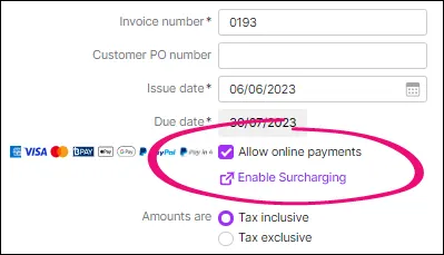 Allow online payments option