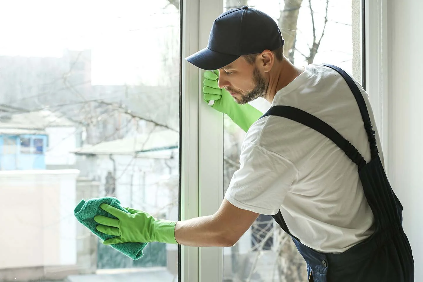 Young-man-cleaning-window