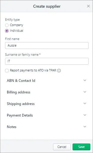 Add missing details to an existing supplier