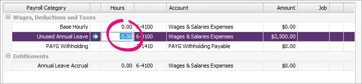 Negative leave amount entered in a pay