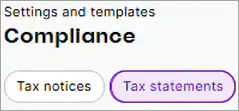 Tax notices and Tax statements options highlighted in the Settings and templates Compliance page