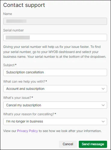 Contact support fields