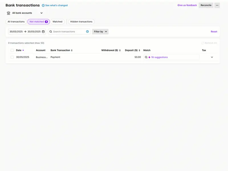 Choose from suggested transaction records