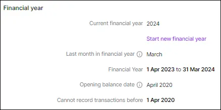 Financial year settings