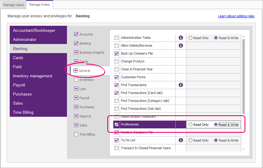 Set up preferences