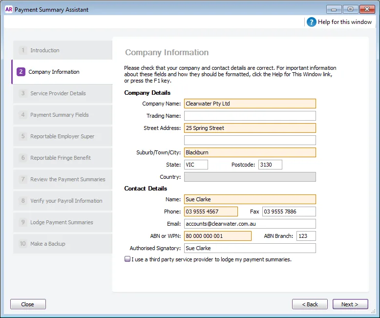 paymentsummaries companyinfo