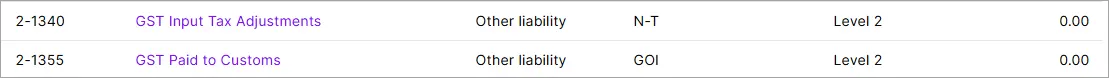 Example liability categories