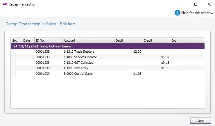 Recap original invoice reflecting price change