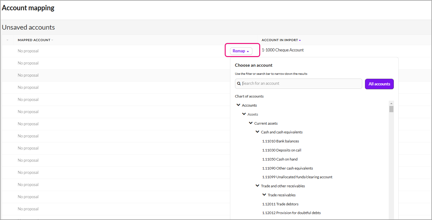 Account mapping