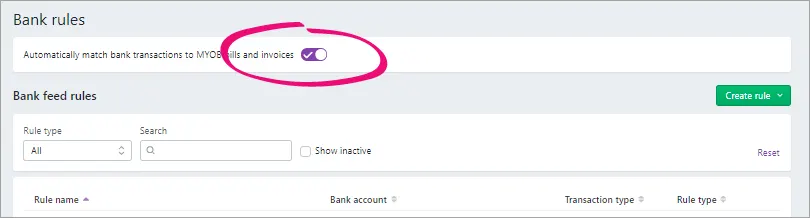 Automatically match bank transactions to MYOB bills and invoices