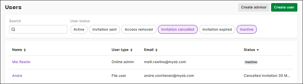 Easier filtering for the Users page