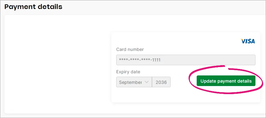 Update payment details button