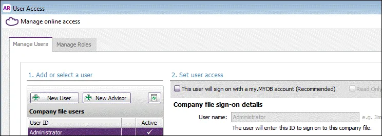 AccountRight User Access