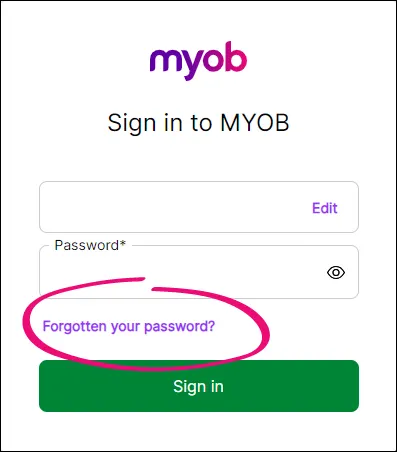 myob sign in window