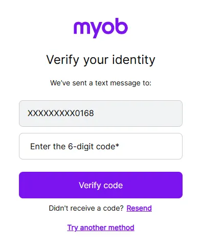 Prompt for 2FA code with ty another method highlighted