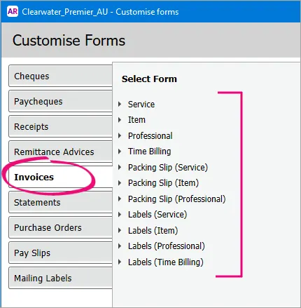 Select form window