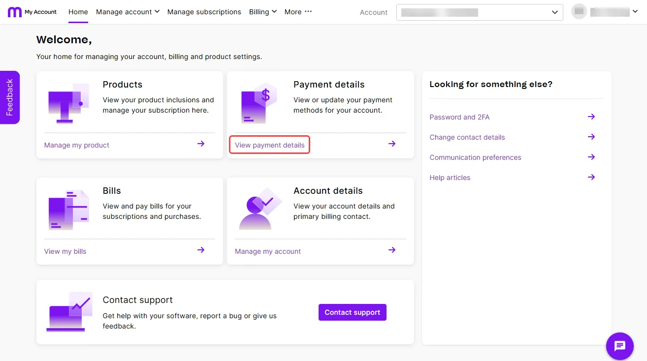 View payment details link in My Account