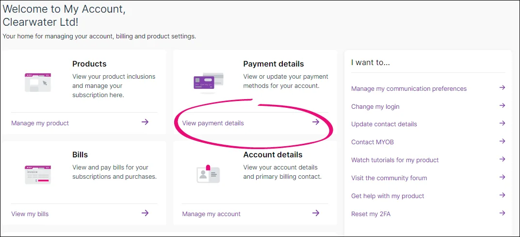 View payment details link in My Account