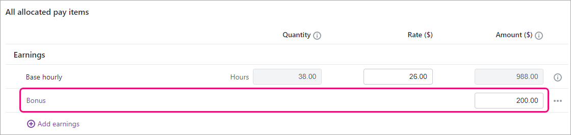 Bonus and commission payments
