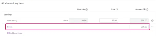 Bonus Amount Bonus and commission payments