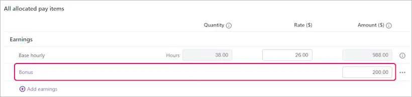 Bonus Amount Bonus and commission payments