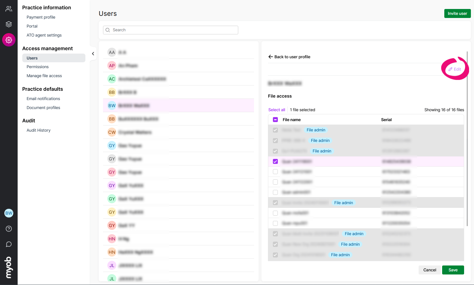 Giving users access to client files