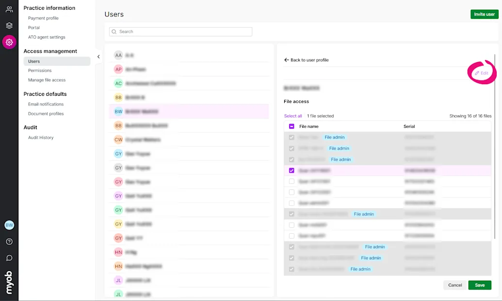 Giving users access to client files